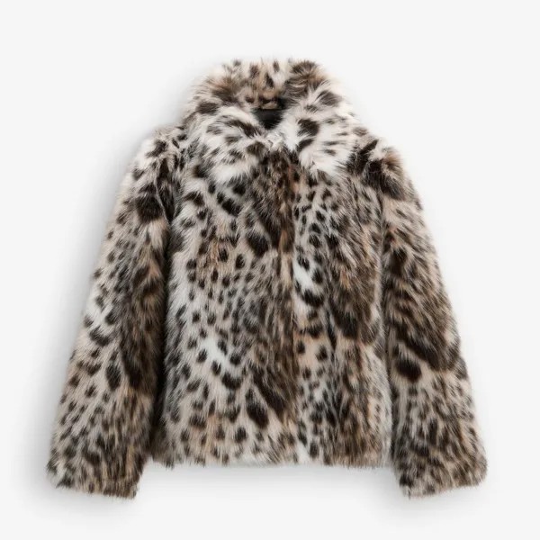 Куртка Zara by Carlyne Cerf Leopard Faux Fur, мультиколор