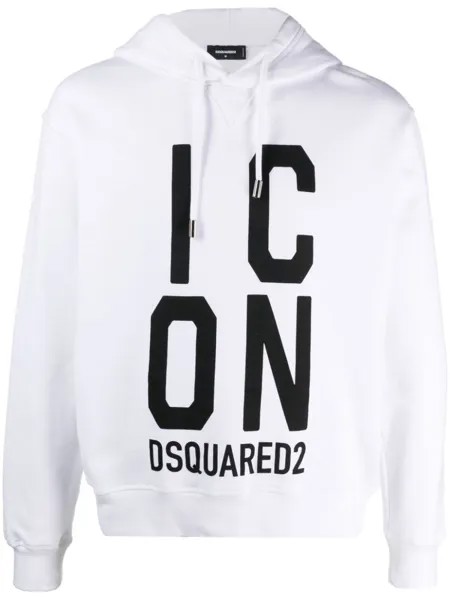 Dsquared2 Icon-print cotton hoodie, белый