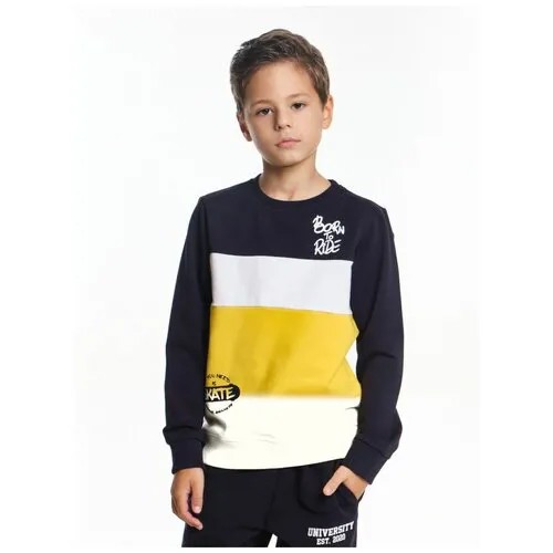 Свитшот Mini Maxi, размер 128, синий, горчичный