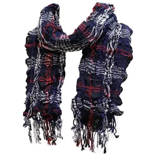 Шарф Crystel Eden, с бахромой, 130х30 см, синий