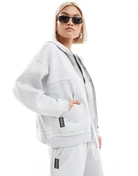 ASOS DESIGN — Weekend Collective — худи серого меланжевого цвета с застежкой-молнией и обратным швом
