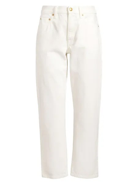 Укороченные джинсы со средней посадкой Tory Burch, белый