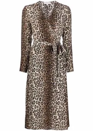 Antonelli шелковое платье миди с леопардовым принтом