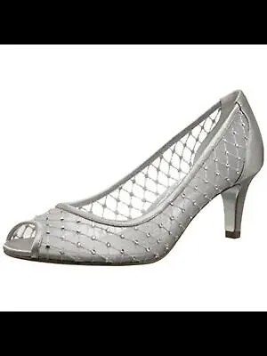 ADRIANNA PAPELL Женские кожаные туфли-лодочки без шнуровки с серебряной сеткой Jamie Kitten Heel 11 M
