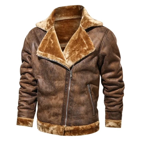 Зимняя мужская куртка из ПУ пальто с воротником из искусственного меха теплая дутая куртка мужская мотоциклетная куртка 2021 Новая Мода ветр...