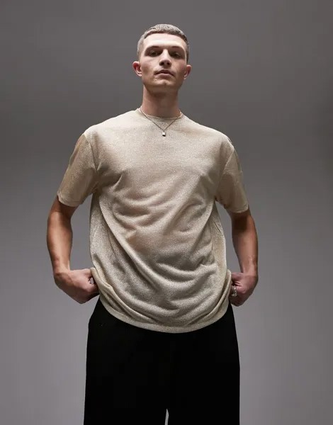 Футболка оверсайз с золотым металликом Topman