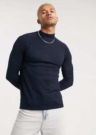 Темно-синий джемпер-водолазка Bershka