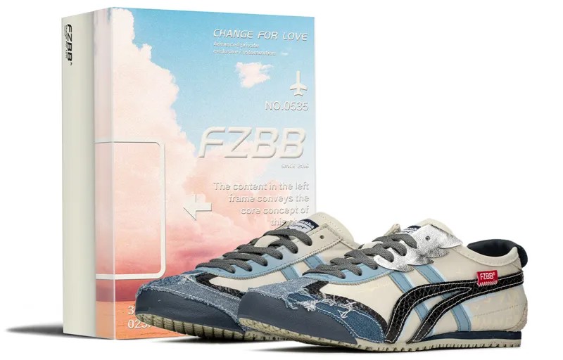 Кроссовки Onitsuka Tiger MEXICO 66 Lifestyle Shoes Unisex Low-top White/beige/blue, бежевый/синий