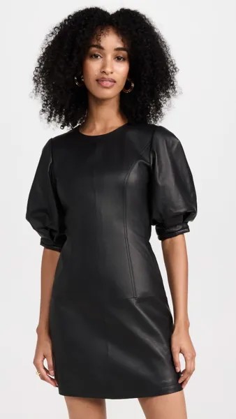 Платье Jason Wu Balloon Sleeve Short Leather, черный