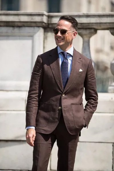 2018 летний темно-коричневый льняной мужской костюм жениха, приталенный смокинг из 2 предметов, свадебные костюмы на заказ, блейзер Terno Masuclino, п...