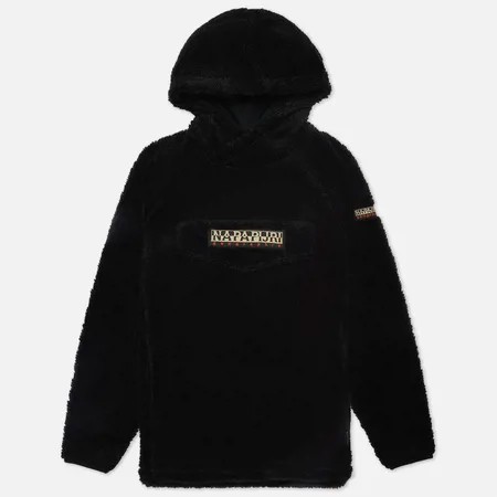 Мужская толстовка Napapijri Curly Patch Fleece Hoodie, цвет чёрный, размер M