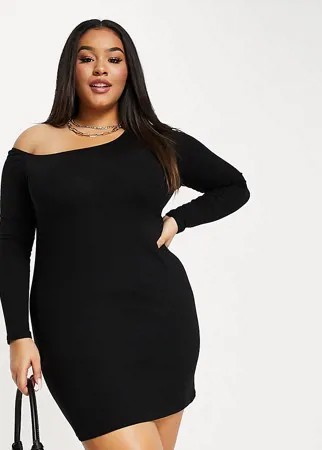 Черное платье мини с открытым плечом ASOS DESIGN Curve-Черный цвет