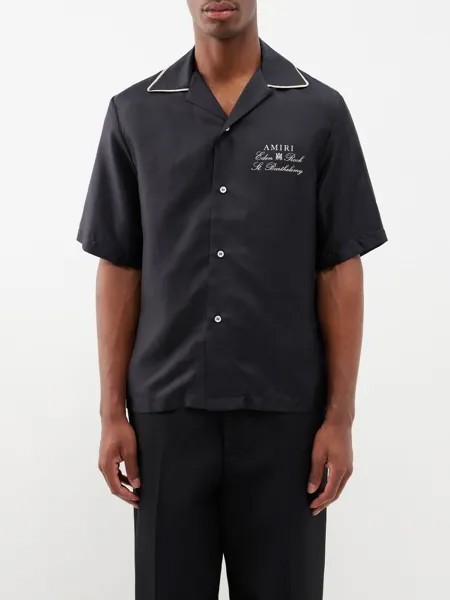 Рубашка из шелкового атласа с принтом rock из коллаборации с eden Amiri, черный