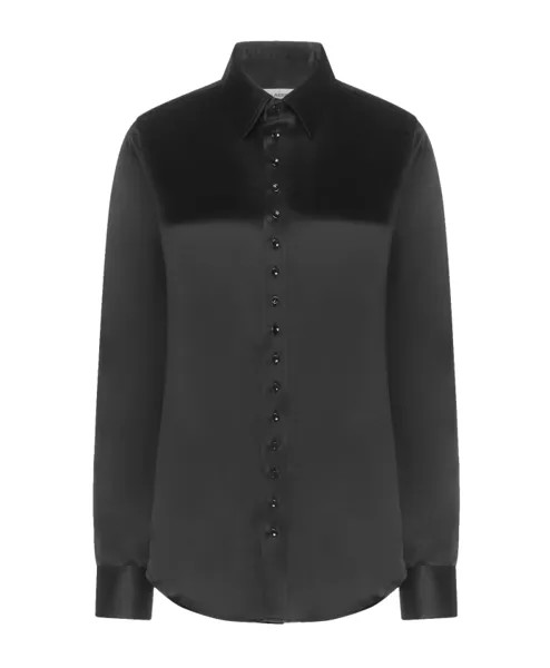 Шелковая рубашка итальянское производство застежка на пуговицы Saint Laurent, черный
