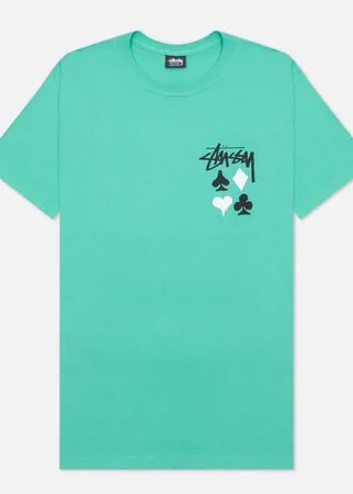 Мужская футболка Stussy Full Deck 2, цвет зелёный, размер XS