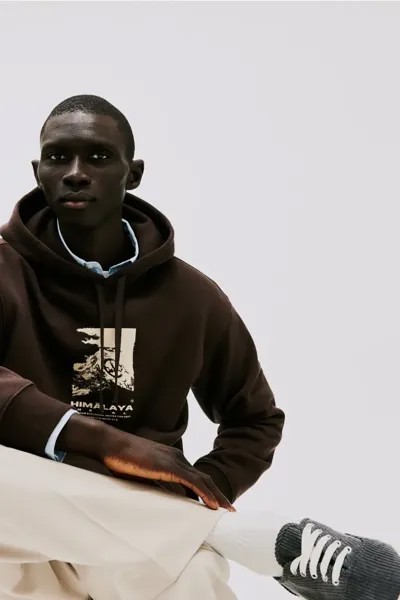 Толстовка свободного кроя с принтом H&M, коричневый