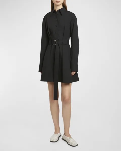 Компактное мини-платье-рубашка Viola из поплина Proenza Schouler, цвет Black