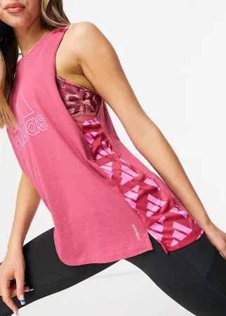 Розовая майка с логотипом adidas Running-Розовый цвет