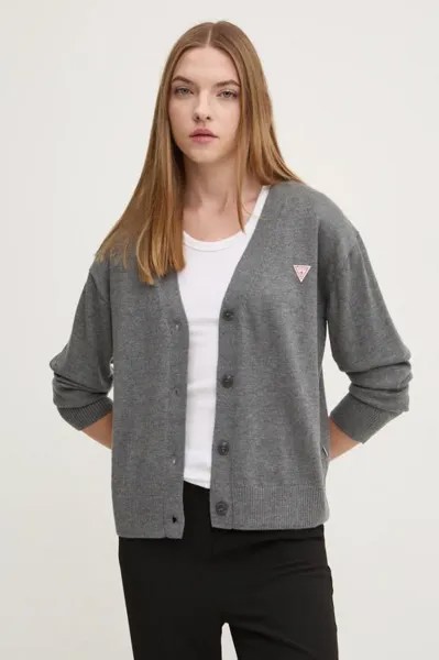 Кардиган из смесовой шерсти Guess Jeans, серый