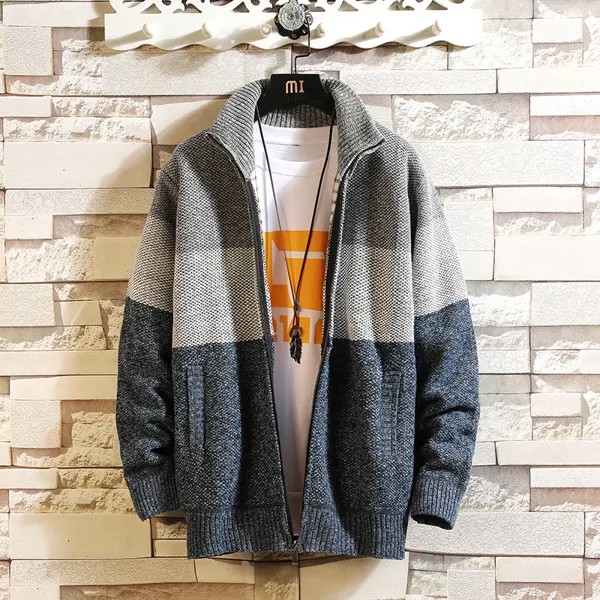 Полосатый цвет, новинка 2020, плотный модный брендовый свитер для мужчин, кардиган, вязаная одежда, теплая Осенняя японская Дизайнерская одежда