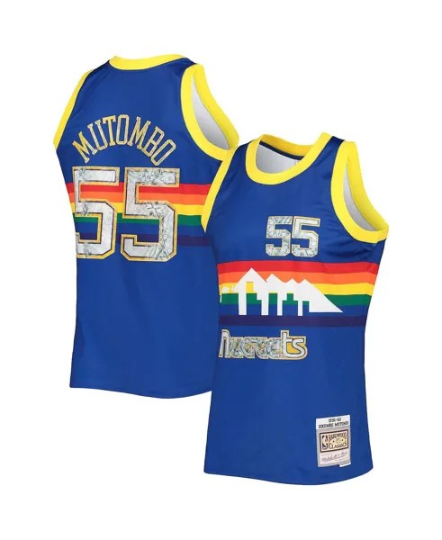 Мужская футболка dikembe mutombo royal denver nuggets 1991-92 hardwood classics 75th anniversary diamond swingman jersey Mitchell & Ness