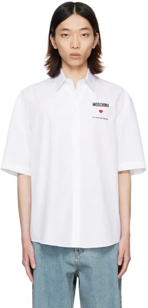 Белая рубашка с вышивкой Moschino, цвет White