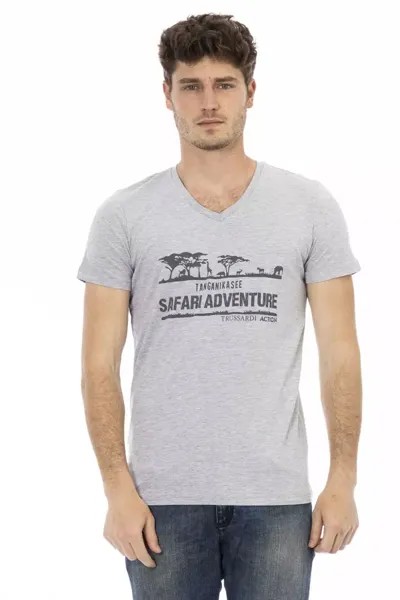 Хлопковая мужская футболка Trussardi Action, серый