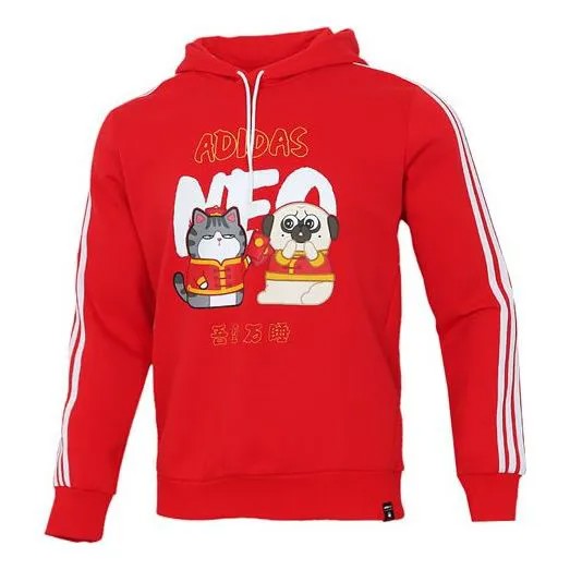 Толстовка adidas neo x Crossover M Cny Ww Hdy Cartoon Printing Sports Pullover New Year's Edition Red, красный