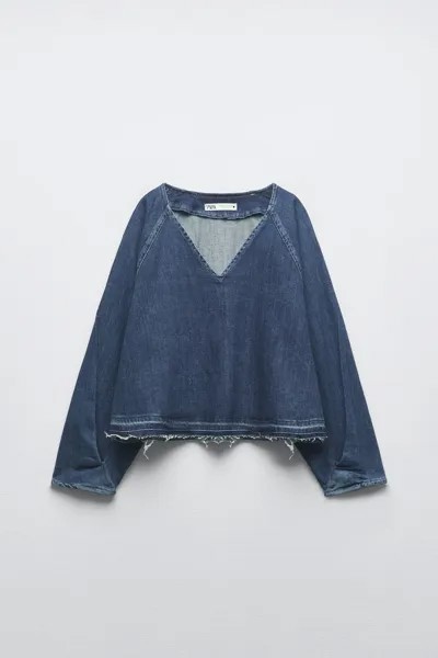 Пуловер женский ZARA 09863055 синий M (доставка из-за рубежа)
