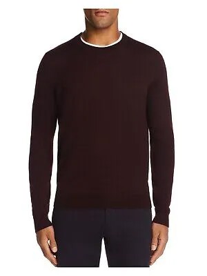 Дизайнерский бренд мужской бордовый свитер с круглым вырезом из шерсти мериноса пуловер свитер L