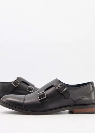 Черные кожаные туфли с пряжками Moss London-Черный цвет