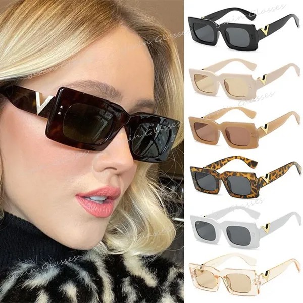 Новая квадратная оправа Мода Тренд Оверсайз Рис ногти Солнцезащитные очки V Украшение Очки для женщин