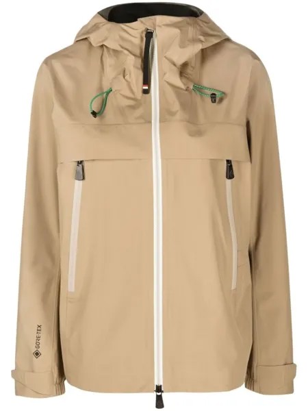 Moncler Grenoble однобортное пальто с капюшоном, нейтральный цвет