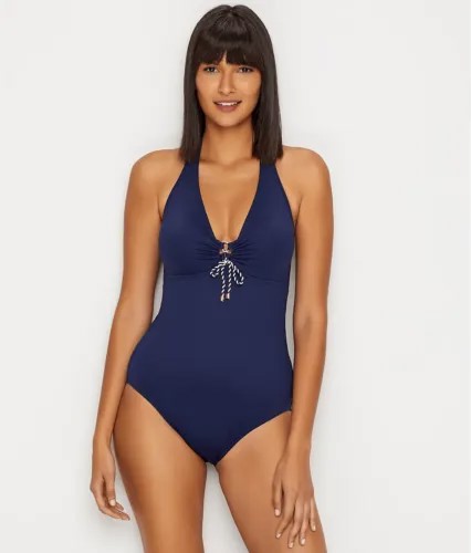 Сплошной купальник со шнуровкой Ralph Lauren Beach Club Solids, темно-синий, 4 года