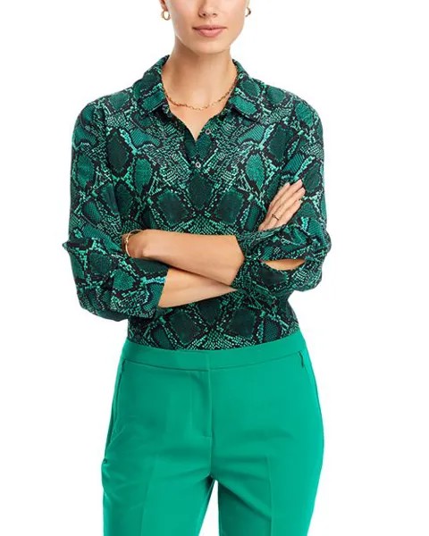 Шелковая блузка Brandy со змеиным рисунком Kobi Halperin, цвет Green