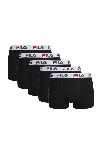 Боксеры с логотипом на поясе - 5 пар Fila, черный