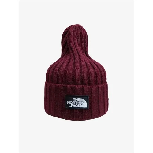 Шапка бини The North Face зимняя, хлопок, вязаная, размер 50/58, бордовый