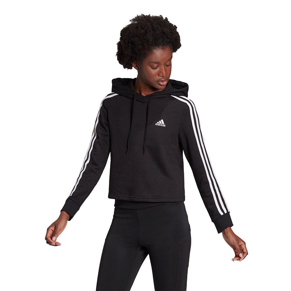 Худи adidas Essentials 3 Stripes Cropped, черный