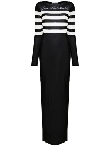 Jean Paul Gaultier платье макси с вышитым логотипом, черный