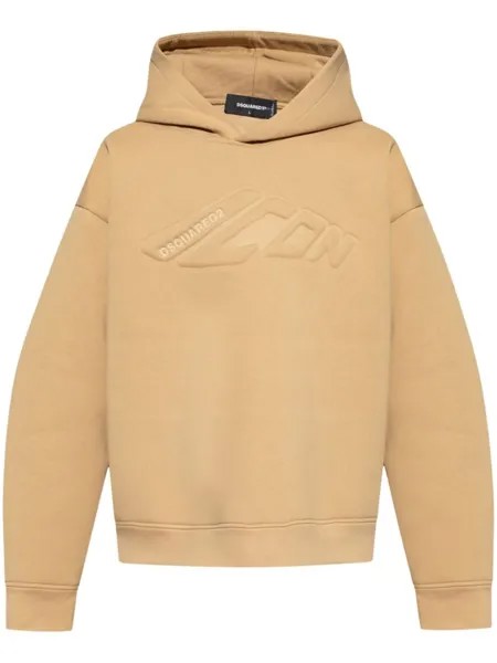 Dsquared2 хлопковая толстовка с капюшоном и тисненым логотипом DSQUARED2, нейтральный цвет