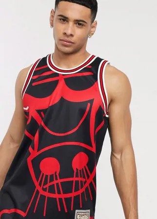 Черная майка Mitchell & Ness NBA Big Face Chicago Bulls-Черный