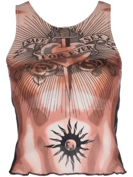Jean Paul Gaultier топ с эффектом тромплей, нейтральный цвет