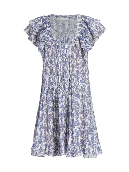 Мини-платье Godrana с развевающимися рукавами Isabel Marant Étoile, синий