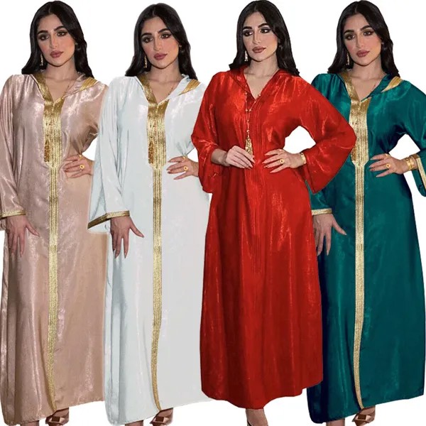 Женское длинное платье, марокканская абайя, Дубай, кафтан, женское мусульманское Макси-платье, вечернее платье, длинное индийское платье цз...