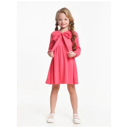 Платье Mini Maxi, хлопок, трикотаж, однотонное, размер 146, коралловый