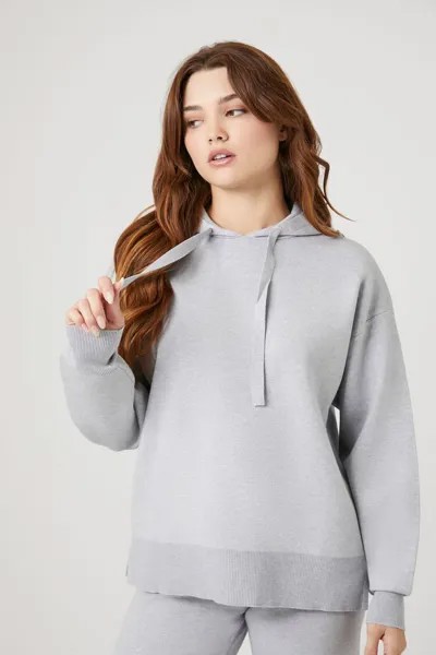Свитер на шнурке и вязаная толстовка с капюшоном Forever 21, серый