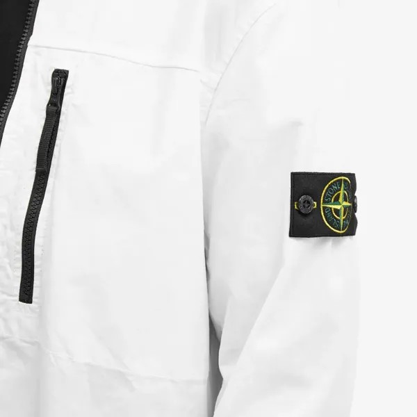 Stone Island Куртка-рубашка на молнии из хлопкового твила Supima стрейч-TC, белый