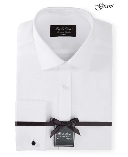 Мужская рубашка-смокинг узкого кроя с французскими манжетами от london Michelsons, белый