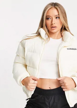 Светлый укороченный пуховик Napapijri Box – эксклюзивно для ASOS-Белый