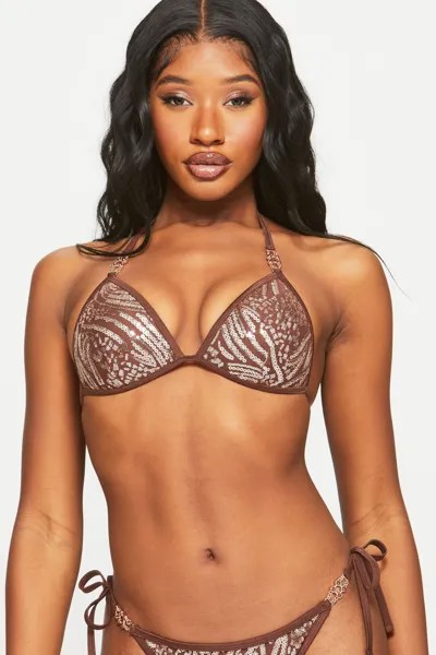 Коричневый лиф бикини Sultry Heat с треугольными пайетками Ann Summers, коричневый